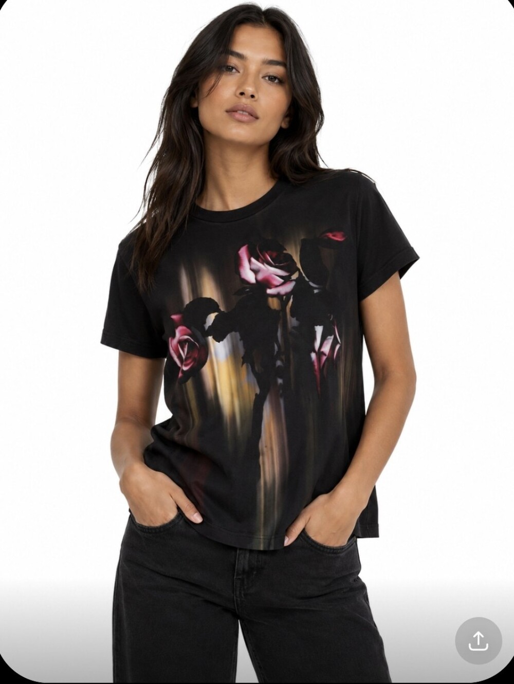 Faith Connexion Annabelle Dexter Jones Graphic Rose Print T Shirt Small NWOT